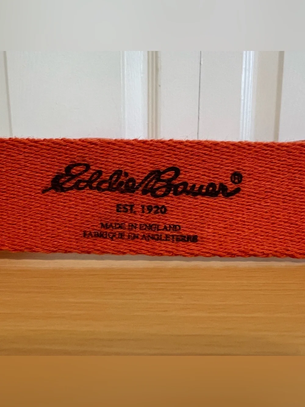 Vtg Rare Eddie Bauer Orange Canvas and Leather Surcingle Belt Size 44 England